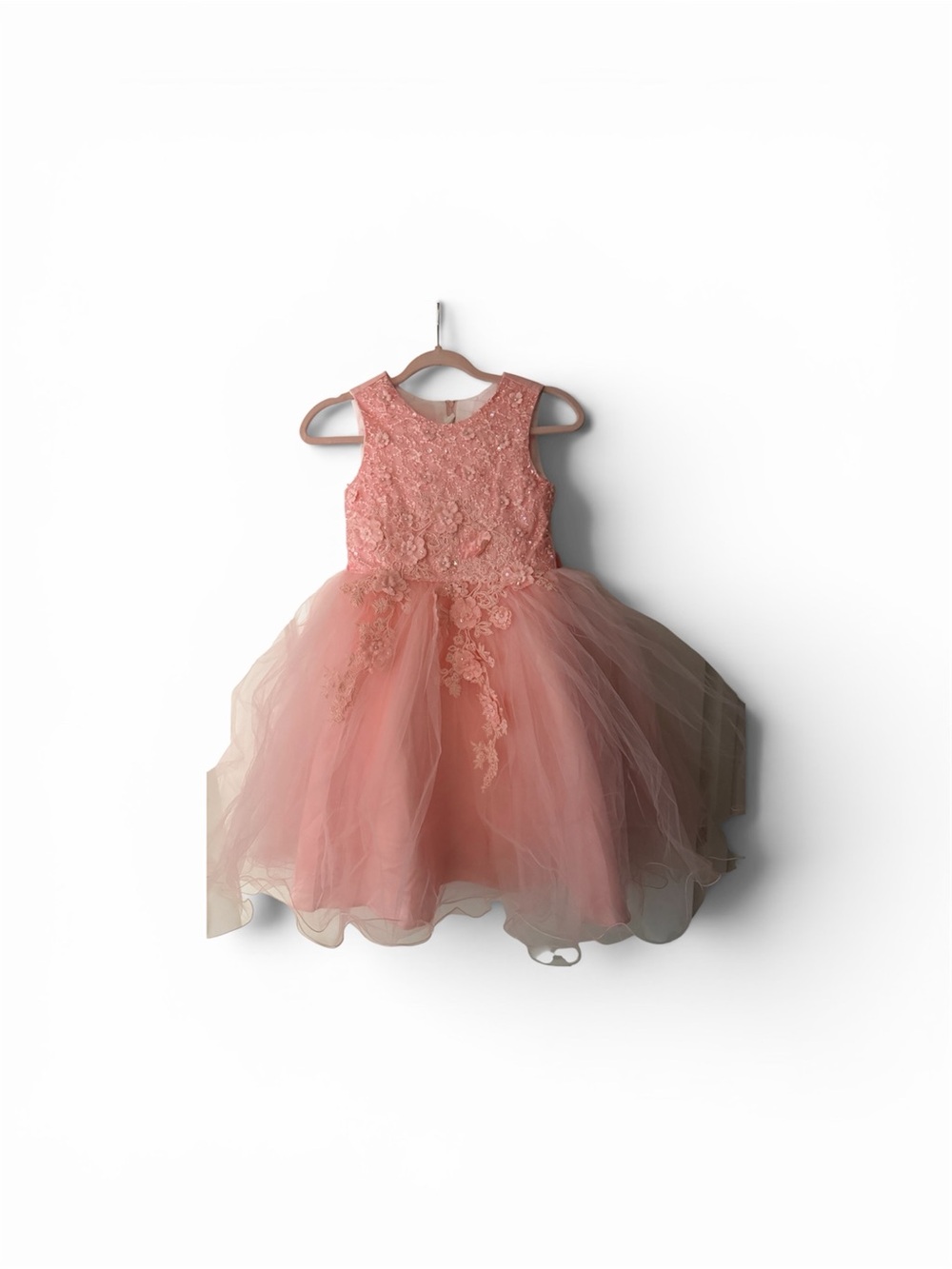 Girls Pink Lace & Tulle Formal Dress